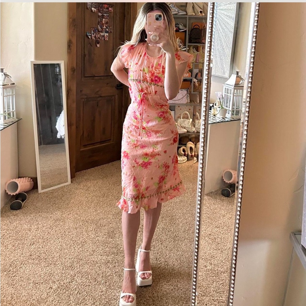 Vintage floral pink dress